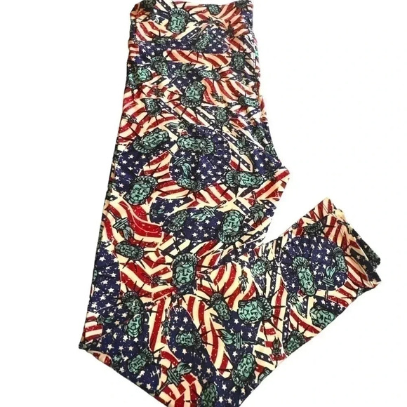 Lularoe TC lady liberty & flags Americana leggings. NWOT. Iconic! - Picture 1 of 6